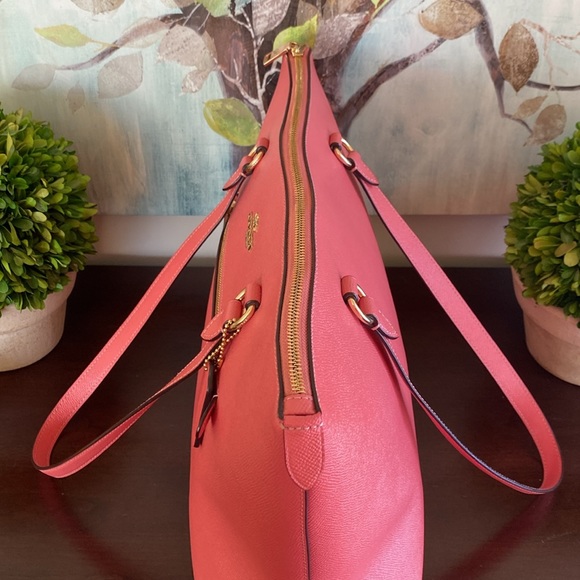 COACH  F79608 🧡💛POPPY💛🧡 CROSSGRAIN LEATHER GALLERY TOTE BAG 🌟EUC🌟 - Picture 9 of 17